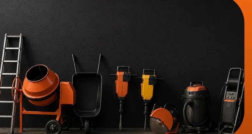 Betoneira, carrinho de mão, ferramentas elétricas e aspirador da 100 Entulhos